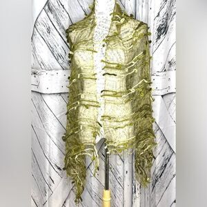 Open Weave Scarf w/ Loops Green